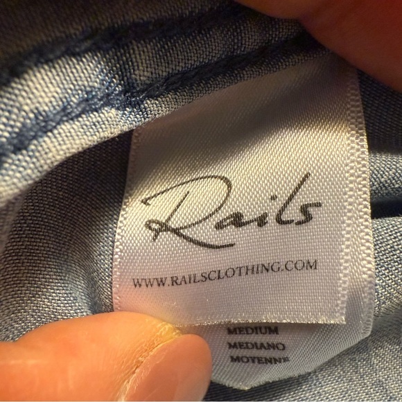 Rails | Military Blue Denim Button Down Shirt | Sz M - Picture 7 of 9